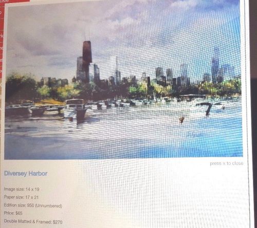Tom lynch - &#034;chicago&#034; diversey harbor - limited edition - signed in pencil for sale