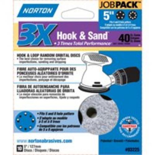 10pk sanding disc, 5&#034;, 40 grit, 5 hole norton hook and loop sanding discs 03225 for sale
