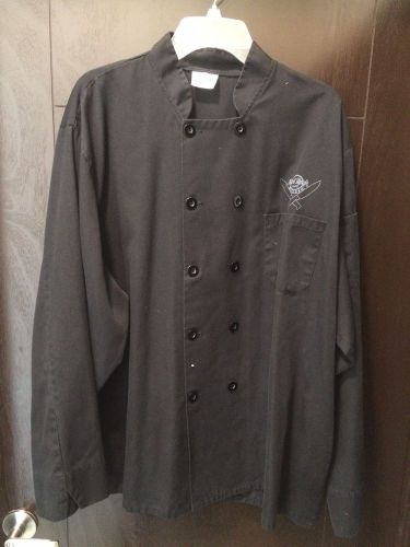 Hard Rock Cafe Kitchen Uniform Chef Coat Jacket Black Happy Chef Sz. XL Black