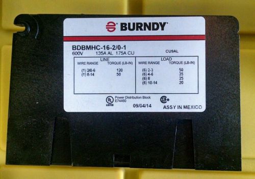 2 - new burndy bdbmhc-16-2/00-1, power distribution block, 600v, 135a, 175a cu for sale