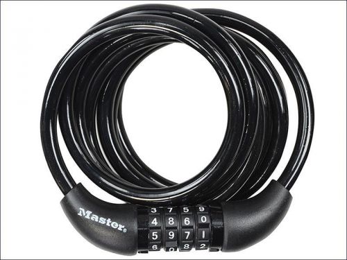 Master Lock - Black Self Coiling Combination Cable 1.8m x 8mm