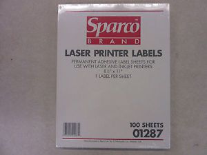 Sparco - Laser Printer Labels - 8 1/2 x 11 - 100 Sheets - 01287