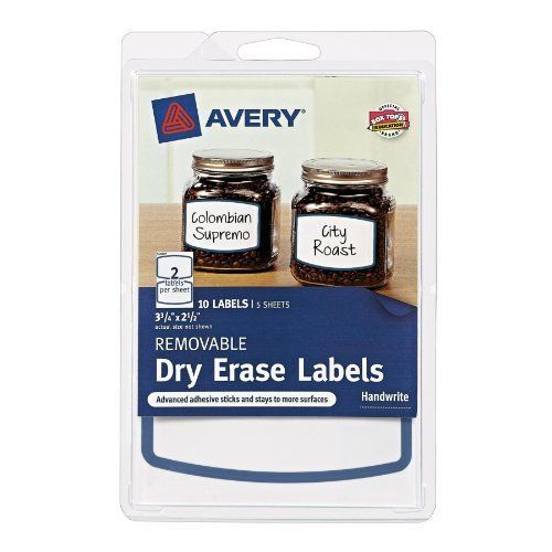 Avery Removable Dry Erase Labels, Blue Border, 3.75 x 2.5 Inches, Pack of  10