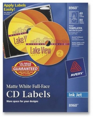 Avery CD Labels, White Matte, 40 CD Labels And 80 Spine Labels (8960)