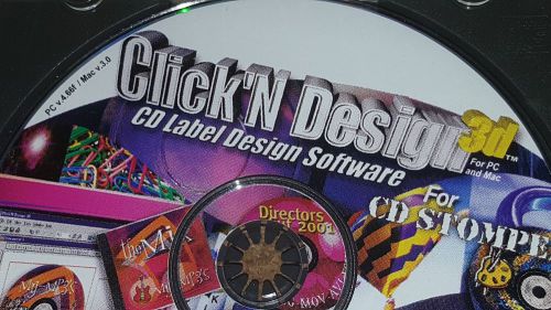CD Stomper Click&#039;n Design 3d SOFTWARE PC Mac Templates + Clipart CD/ DVD