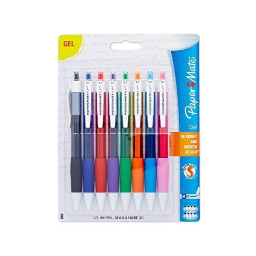 Paper Mate Medium Point Retractable Gel Pens, Assorted Colors, 8-Count