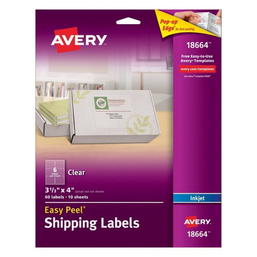 Avery Easy Peel Clear Shipping Labels for Inkjet Printers 3.3 x 4-Inches Pack...