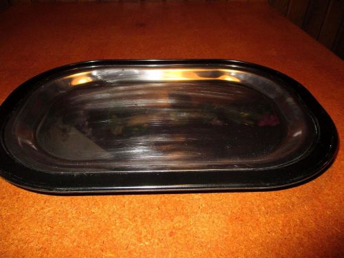 Nwot vtg 14&#034; l x 9.5&#034; w black plastic liner stainless steel thermo-plate usa for sale