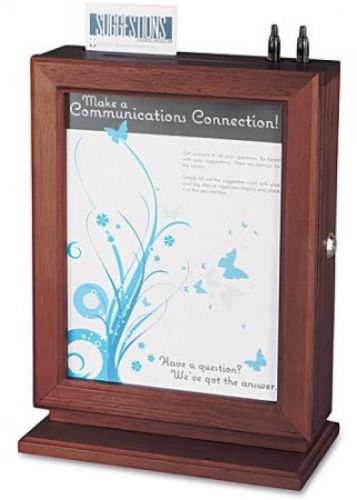 Customizable wood suggestion box mahogany glass panel wall mountable for sale