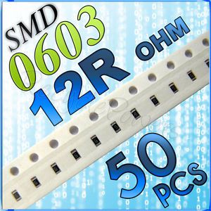 50 12R ohm ohms SMD 0603 Chip Resistors Surface Mount watts (+/-)5%
