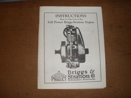 Vintage Briggs &amp; Stratton Gas Engine model F, FB, FC Instruction Manual hit miss