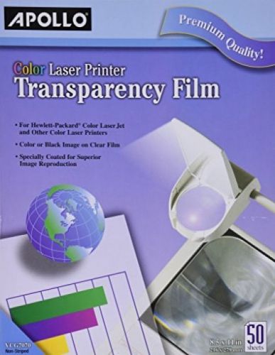 Apollo Color Laser Printer Transparency Film Without Sensing Stripe, 8.5 X 11