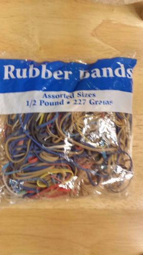 NEW 1/2 pound bag of Rubber Bands -- assorted sizes and colors - FREE SHIPPING