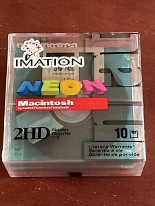 Imation Neon MAC Formatted 2HD 1.4 MB 3.5&#034; Diskettes 10 PK