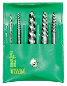 Irwin Industrial Tool Co. HA53535 Spiral Screw Extractor Set Sizes SP 1-5