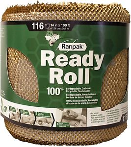 100’ x 14&#034; Ranpak Ready Roll Geami Protective Paper Cushioning Wrap (Bubble Alte