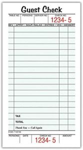 Adams Guest Check Pads, Single Part, Perforated, White, 3-2/5 x 6-1/4, 50 10