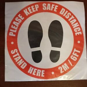 10 Pk 11&#034; Social Distancing Floor Decals Stickers PLEASE KEEP SAFE DISTANCE NOB
