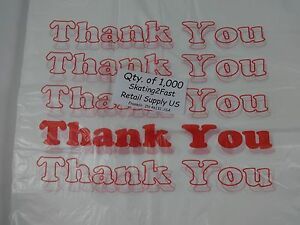1000 Qty. THANK YOU T-Shirt Bags Plastic 11.5&#034; x 6&#034; x 21&#034; Retail Shopping