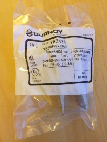 (1) New BURNDY H-Tap FOR Copper YH3434 WIRE CONNECTOR CRIMP