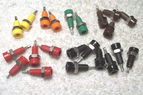2mm black, red, orange, yellow, green, brown banana jacks  qty. 22 total for sale
