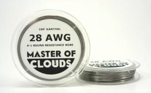 Kanthal &amp; cotton - 100 ft 28 gauge awg a1 round wire 0.32mm a-1 28g 10pc. cotton for sale