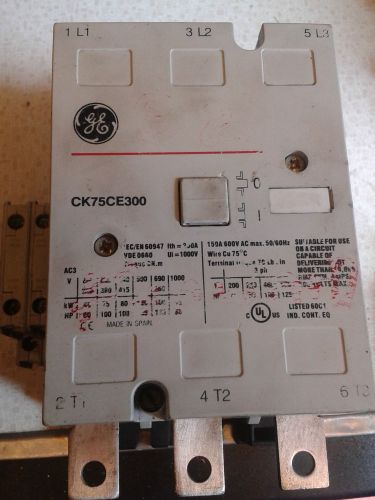 GE Contactor-CK75CE300-150 A-600 V AC Max- 220/250VAC/DC 50/60HZ Used-Good Cond