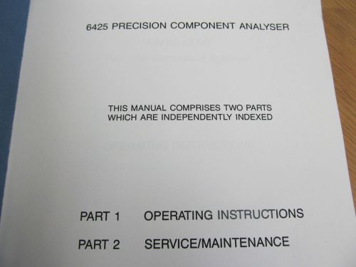 WAYNE KERR 6425 Precision Component Analyzer Instr/Service Manual w/schematics