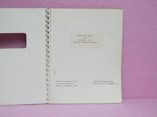 Vibration Instruments Manual 730ES Automatic Trk Anal. instr. man. w/sch (10/72)