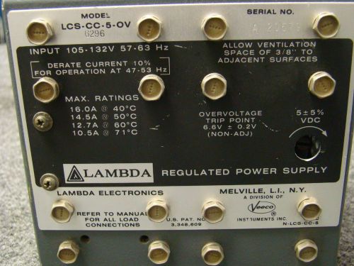 Lambda LCS-CC-5-OV Regulated Power Supply 115Vac