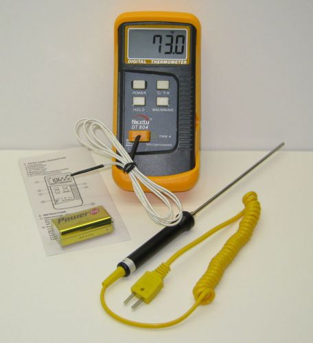 k-Type Thermometer w One Thermocouple and Stainles Temperature Sensor Probe TC-3