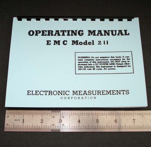 Manual and test data for emc model 211 tube testers, dated 1960 5.5x8&#034; format for sale