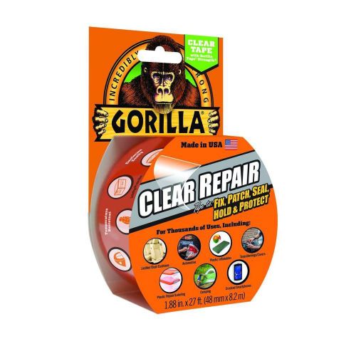 Gorilla clear repair adhesive weatherproof tape 1.88in x 27ft same day free ship for sale
