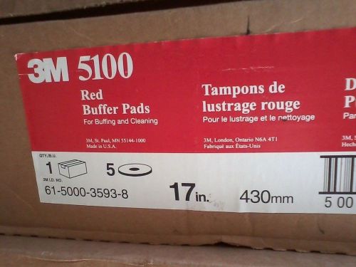 3M 17&#034; 5100 Red Scrubbing / Polishing / Cleaning Buffer Pads (New Top Quality)