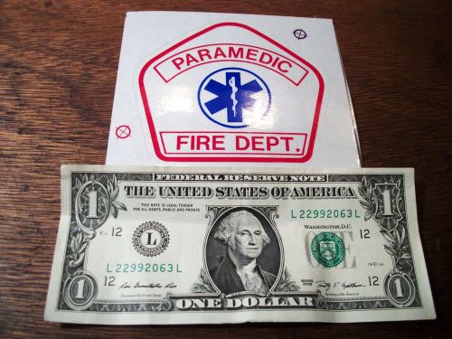 Paramedic fire dept w/ star of life reflective sticker - decal by avery for sale