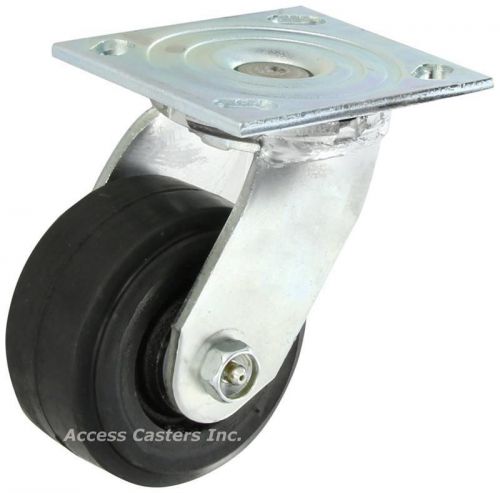 16MR04201S 4&#034; x 2&#034; Albion Swivel Plate Caster, Rubber Wheel, 300 lbs Capacity