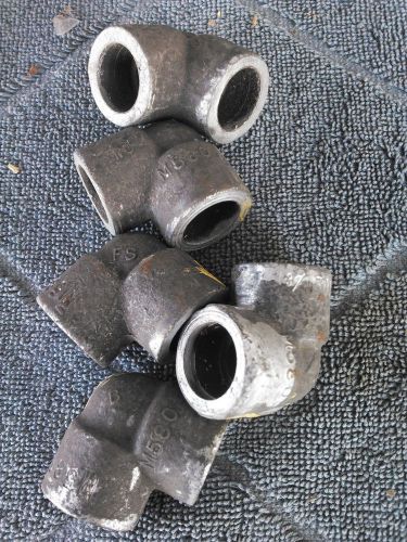 LOT OF (5)--Elbows, 90 Deg, 3/8 In, Socket Weld, Steel 3000#