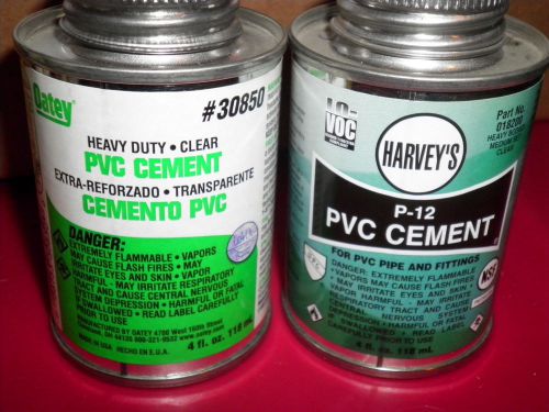 New 2 Harvey&#039;s  &amp; Oatey 4 oz cans clear heavy duty PVC pipe &amp; fittings cement