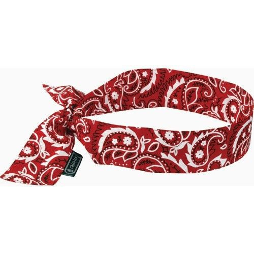 Ergodyne 12305 6700 Bandana,Cooling 6700 Chill-Its Red Western Headband Tie