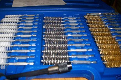 38pc INDUSTRIAL QUALITY WIRE BRUSH SET 1/4&#034; HEX SHANK EXTRA LONG REACH 5/16&#034;-3/4