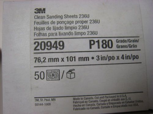 2-BOX OF 50- 3M 20951 P180 GRADE CLEAN SANDING SHEETS 3&#034;X4&#034;