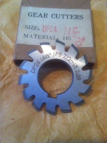NEW INVOLUTE GEAR CUTTER #8 24DP 14.5PA 1&#034;bore CHINA UNUSED OLD STOCK