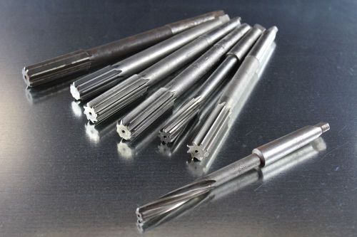 TAPER SHANK REAMER LOT OF 7 2MT SPIRAL &amp; STRAIGHT FLUTE 5/16&#034; TO 7/8&#034; COGSDILL