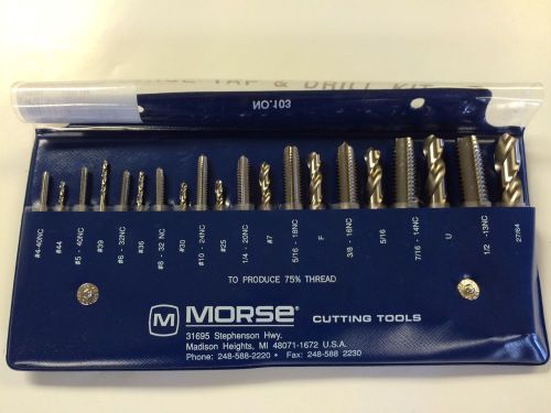 Morse 37103 20 piece tap &amp; drill set, #4-40  to 1/2-13 taps, usa made, new for sale