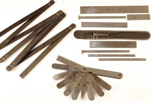 Vintage Lot 9 Stainless Metal Machinist Pocket Ruler Folding Union, Brown Sharpe