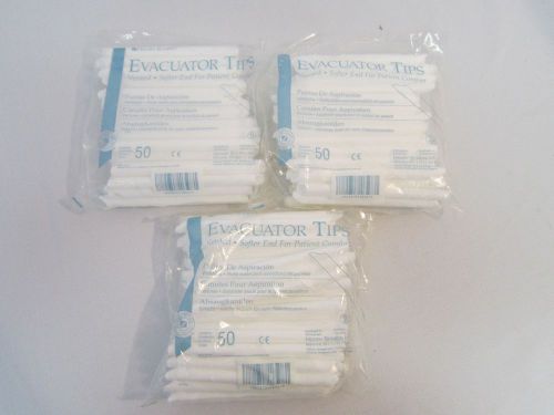 Lot (3) New Bags Dental Evacuator Tips Vented  50 per bag (150) total