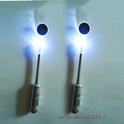 2pcs  steel bright durable dental mouth oral mirror w led light lamp battery for sale