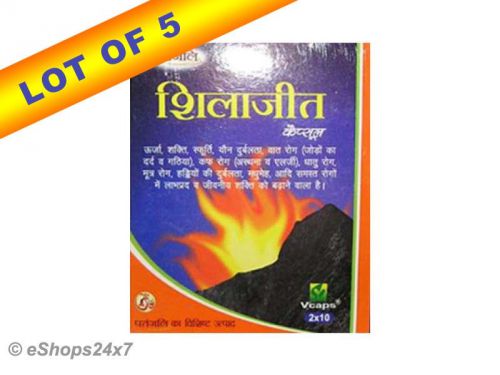 Set Of 5 Ramdev&#039;s Divya Shilajit Capsule Powerful Medicine For Sexual Weaknesses