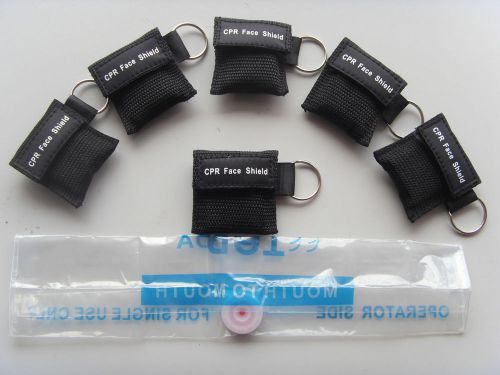 100pcs black cpr mask with keychain cpr face shield aed for sale