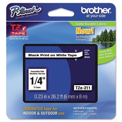 Brother Part# TZE-211 Label Tape (OEM) 0.23 Black Print on White RR491179 Home